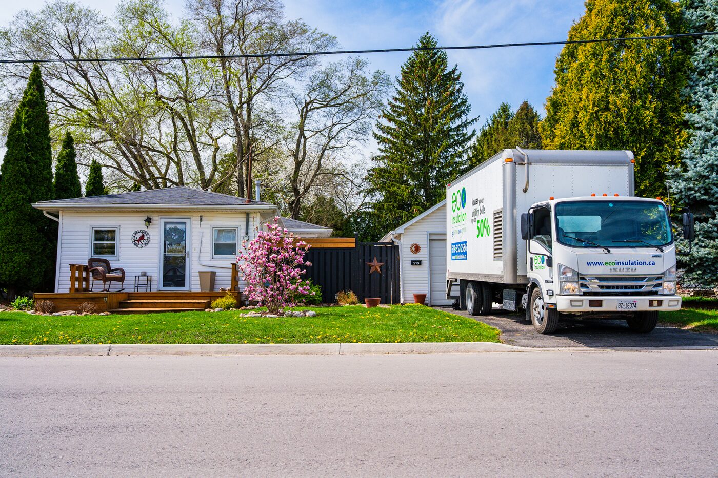 Eco Insulation truck at a home we serviced